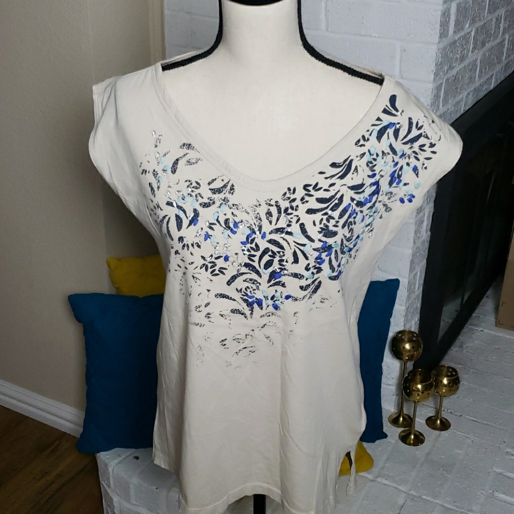 DKNY Jean's tank top, unique design, short sleeve